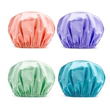 AmazerBath Reusable Shower Caps Pack of 4 for Women