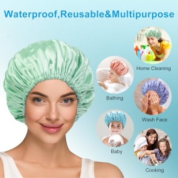 AmazerBath Reusable Shower Caps Pack of 4 for Women