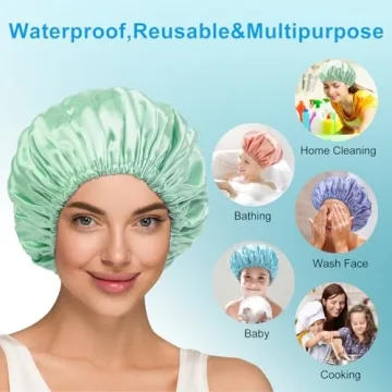 AmazerBath Reusable Shower Caps Pack of 4 for Women