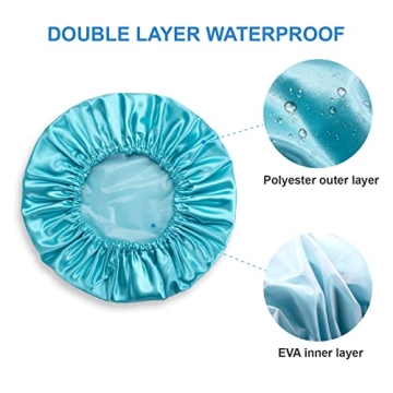 AmazerBath Reusable Shower Caps Pack of 4 for Women