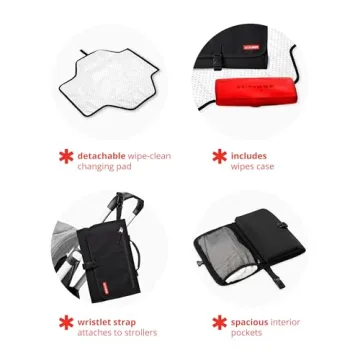 Skip Hop Portable Baby Changing Pad, Pronto, Black & White Stripe