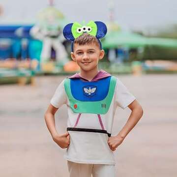 UNSPAZ Mouse Ears Headbands, Sequin Mouse Ears for Women Girls Boys, Shiny Bow Headband for Cosplay Party Decorations Hair Accessories (Blue)