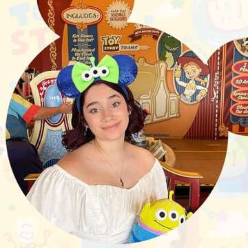 UNSPAZ Mouse Ears Headbands, Sequin Mouse Ears for Women Girls Boys, Shiny Bow Headband for Cosplay Party Decorations Hair Accessories (Blue)