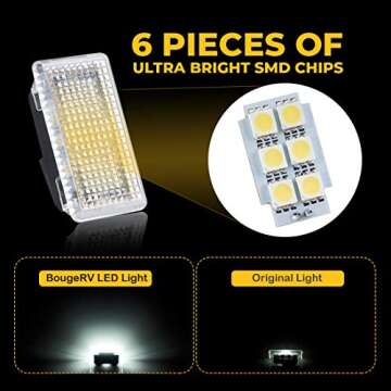 BougeRV for Tesla Interior LED Lights Bulbs Kit, Ultra-Bright Easy-Plug with Prying Tool Tesla Model Accessories Replacement Lights Fit for Tesla Model 3 Model S Model Y Model X (4 Packs White)
