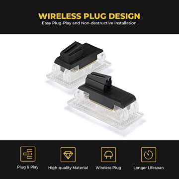 BougeRV for Tesla Interior LED Lights Bulbs Kit, Ultra-Bright Easy-Plug with Prying Tool Tesla Model Accessories Replacement Lights Fit for Tesla Model 3 Model S Model Y Model X (4 Packs White)