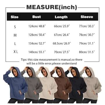 Lauweion Women Solid Basic Fleece Letter Loose Hoodie Sweatshirt Long Sleeve Kangaroo Pocket Drop Shoulder Pullovers Top Khaki