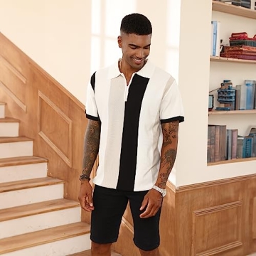 Vintage Striped Men's Fashion Polo Shirts for Casual Wear