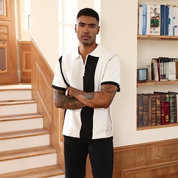 Vintage Striped Men's Fashion Polo Shirts for Casual Wear