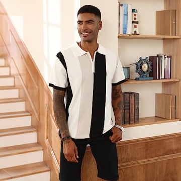 Vintage Striped Men's Fashion Polo Shirts for Casual Wear