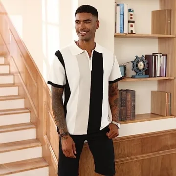 Vintage Striped Men's Fashion Polo Shirts for Casual Wear