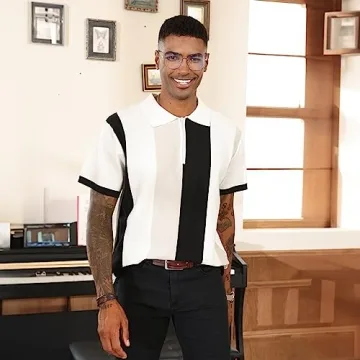 Vintage Striped Men's Fashion Polo Shirts for Casual Wear