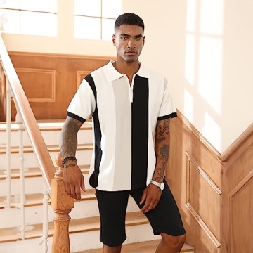 Vintage Striped Men's Fashion Polo Shirts for Casual Wear