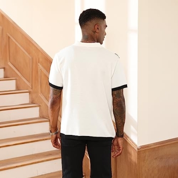 Vintage Striped Men's Fashion Polo Shirts for Casual Wear