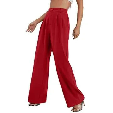 SweatyRocks Women's Chic Red Wide Leg High Waisted Pants