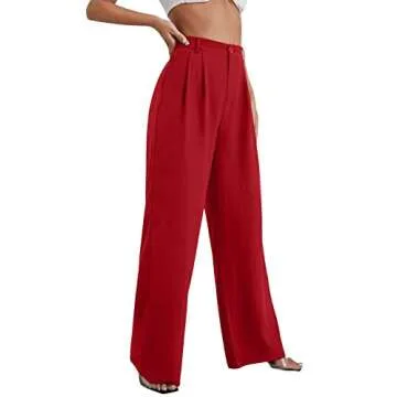 SweatyRocks Women's Chic Red Wide Leg High Waisted Pants