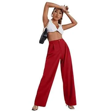 SweatyRocks Women's Chic Red Wide Leg High Waisted Pants