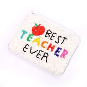 XOCARTIGE Teacher Appreciation Gifts for Women Teacher Beaded Coin Purse Pouch Handmade Small Change...