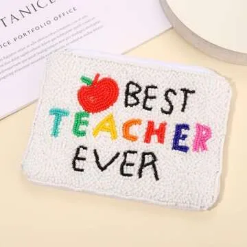 Handmade Teacher Beaded Coin Purse for Appreciation Gifts