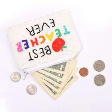 Handmade Teacher Beaded Coin Purse for Appreciation Gifts
