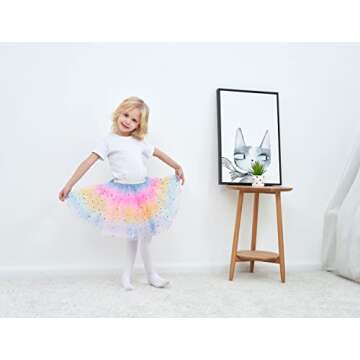 Simplicity Tutus for Girls Skirt Pink Tutu for Girls Rainbow Tutu Princess Ballet Skirt Tutu Dresses for Toddler Girls for 6-8 Years