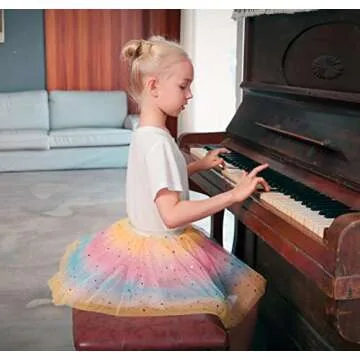 Simplicity Tutus for Girls Skirt Pink Tutu for Girls Rainbow Tutu Princess Ballet Skirt Tutu Dresses for Toddler Girls for 6-8 Years