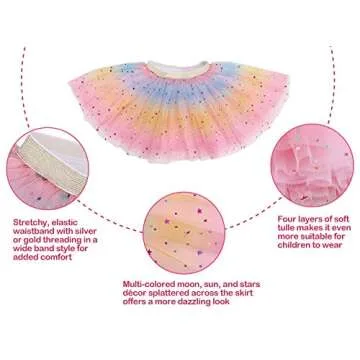 Simplicity Tutus for Girls Skirt Pink Tutu for Girls Rainbow Tutu Princess Ballet Skirt Tutu Dresses for Toddler Girls for 6-8 Years