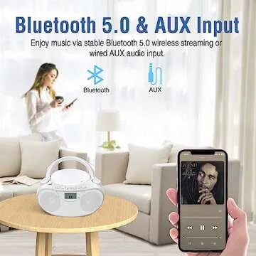 Nextron Portable Stereo Boombox with Bluetooth and CD