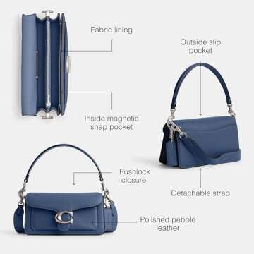 Coach Polished Pebble Leather Tabby Shoulder Bag 20, Sky Blue