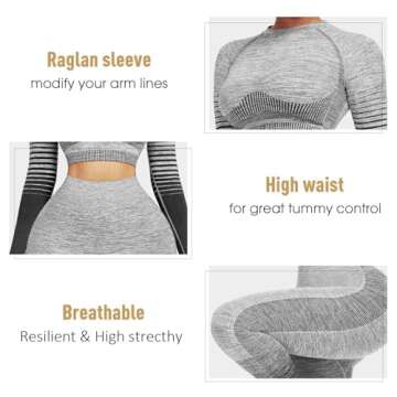 JOYMODE Workout Sets for Women 2 Piece High Waist Seamless Leggings and Crop Top Yoga Outfit