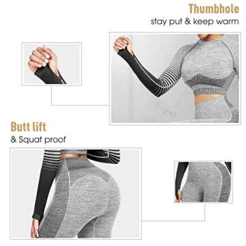 JOYMODE Workout Sets for Women 2 Piece High Waist Seamless Leggings and Crop Top Yoga Outfit