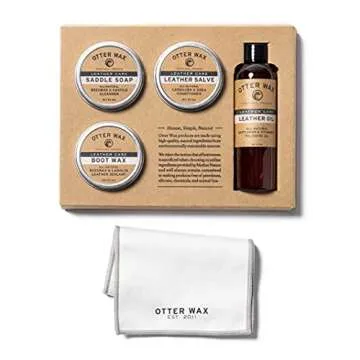 Otter Wax Leather Care Kit | 100% All-Natural Leather Care Products | Made in The USA | Includes Saddle Soap & Leather Salve | Color Safe | Ideal for Shoes, Boots, Jackets, Car Interiors
