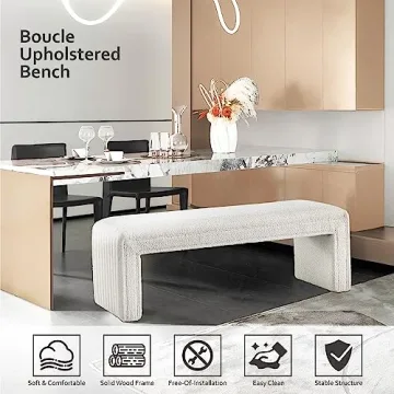 Modern Boucle Fabric Bedroom Bench for Stylish Homes