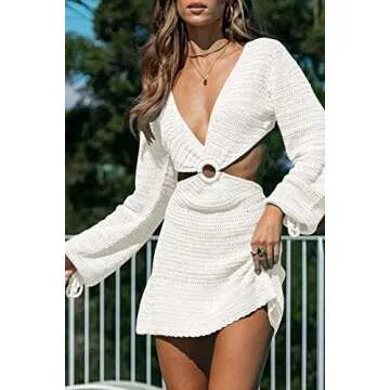 Stylish LILLUSORY Crochet Dress Swim Coverup for Summer