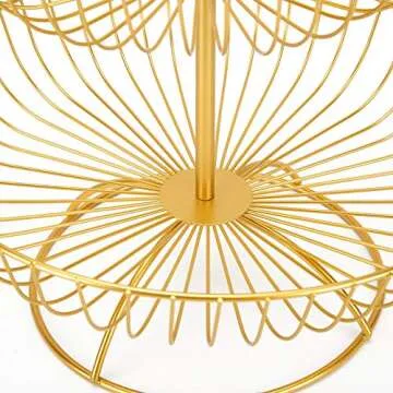 3 Tier Fruit Basket Bowl Fruit Basket Countertop Metal Fruit Stand Holder Metal Fruit Bowl Stand Holder Organizer for Fruits Snacks Vegetables (Gold)