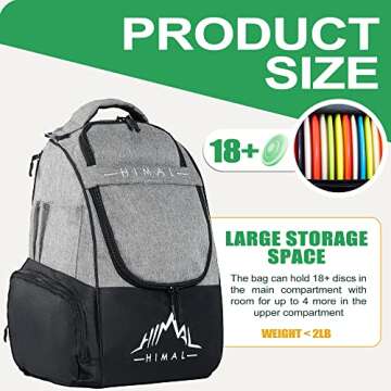 HIMAL Disc Golf Bag - Durable Backpack for 22+ Discs