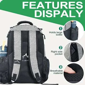 HIMAL Disc Golf Bag - Durable Backpack for 22+ Discs