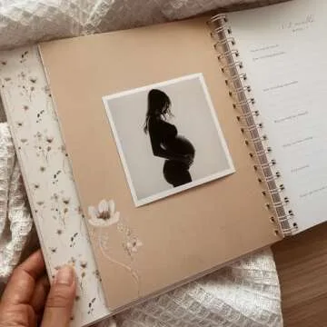 Peachly Pregnancy Journal - Linen Pregnancy Book to Capture Every Milestone - Pregnancy Must Haves - Baby Book Keepsake Pregnancy Journals For First Time Moms and Experienced Moms