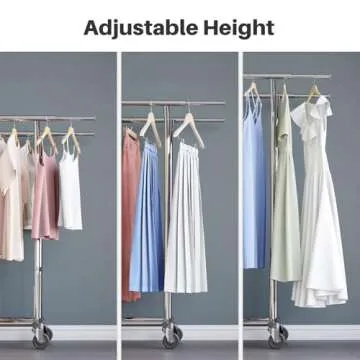 HOKEEPER Clothes Rack Heavy Duty Rolling Clothing Racks for Hanging Clothes, Commercial Garment Rack, Collapsible ＆ Portable Clothes Rack with Wheels and Adjustable Shelves