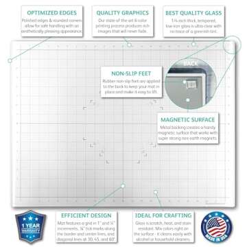 GLASSBOARD STUDIO Glass Craft Mat - Magnetic, Heat & Scratch Resistant - For Crafting, Cutting, Pain...