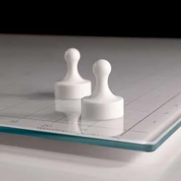 GLASSBOARD STUDIO Glass Craft Mat - Magnetic, Heat & Scratch Resistant - For Crafting, Cutting, Painting, Mixed Media Artwork - Grid Lines, Non-Slip Rubber Feet (True White 24"L x 36"W)