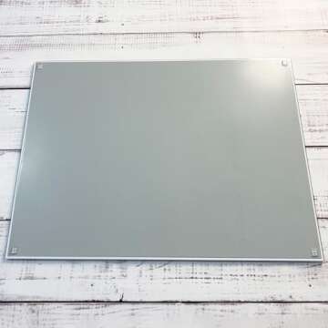 GLASSBOARD STUDIO Glass Craft Mat - Magnetic, Heat & Scratch Resistant - For Crafting, Cutting, Painting, Mixed Media Artwork - Grid Lines, Non-Slip Rubber Feet (True White 24"L x 36"W)