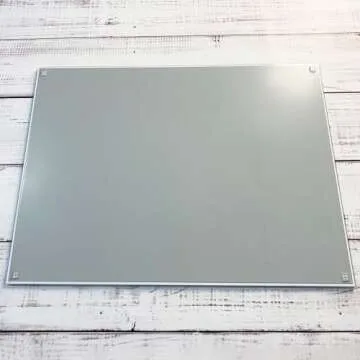 GLASSBOARD STUDIO Glass Craft Mat - Magnetic, Heat & Scratch Resistant - For Crafting, Cutting, Painting, Mixed Media Artwork - Grid Lines, Non-Slip Rubber Feet (True White 24"L x 36"W)