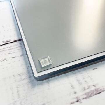 GLASSBOARD STUDIO Glass Craft Mat - Magnetic, Heat & Scratch Resistant - For Crafting, Cutting, Painting, Mixed Media Artwork - Grid Lines, Non-Slip Rubber Feet (True White 24"L x 36"W)