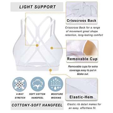 RUNNING GIRL Strappy Sports Bra for Women Sexy Crisscross Back Light Support Yoga Bra with Removable Cups White