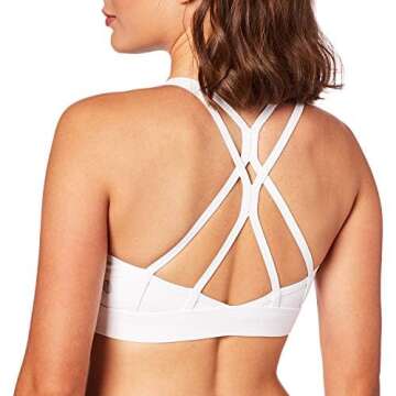 RUNNING GIRL Strappy Sports Bra for Women Sexy Crisscross Back Light Support Yoga Bra with Removable Cups White