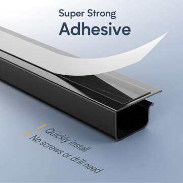 4 Pack Delamu Cable Management Under Desk- J Channel Cable Raceway, 62.8'' Cord Cover Hider- Self Ad...