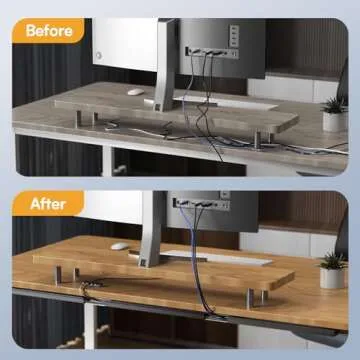 4 Pack Delamu Cable Management Under Desk- J Channel Cable Raceway, 62.8'' Cord Cover Hider- Self Adhesive Cord Cable Organizer for Desk Wire Management- Cable Management Tray, 4X15.7'', Black