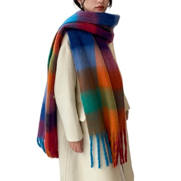 Wander Agio Winter Women Warm Scarves - Thick Colorful Plaid Shawl