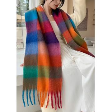 Wander Agio Warm Plaid Winter Scarf for Women