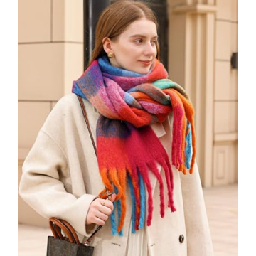 Wander Agio Warm Plaid Winter Scarf for Women